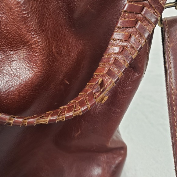 Sorpresa Leather Bucket Bag Drawstring Tassel Shoulder Bag Tote Brown Fringe - Picture 15 of 16